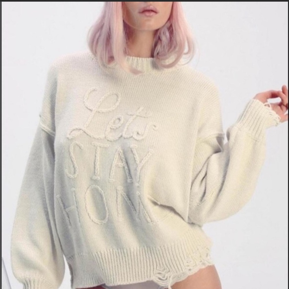 Wildfox Let's Stay Home Ivory Sweater